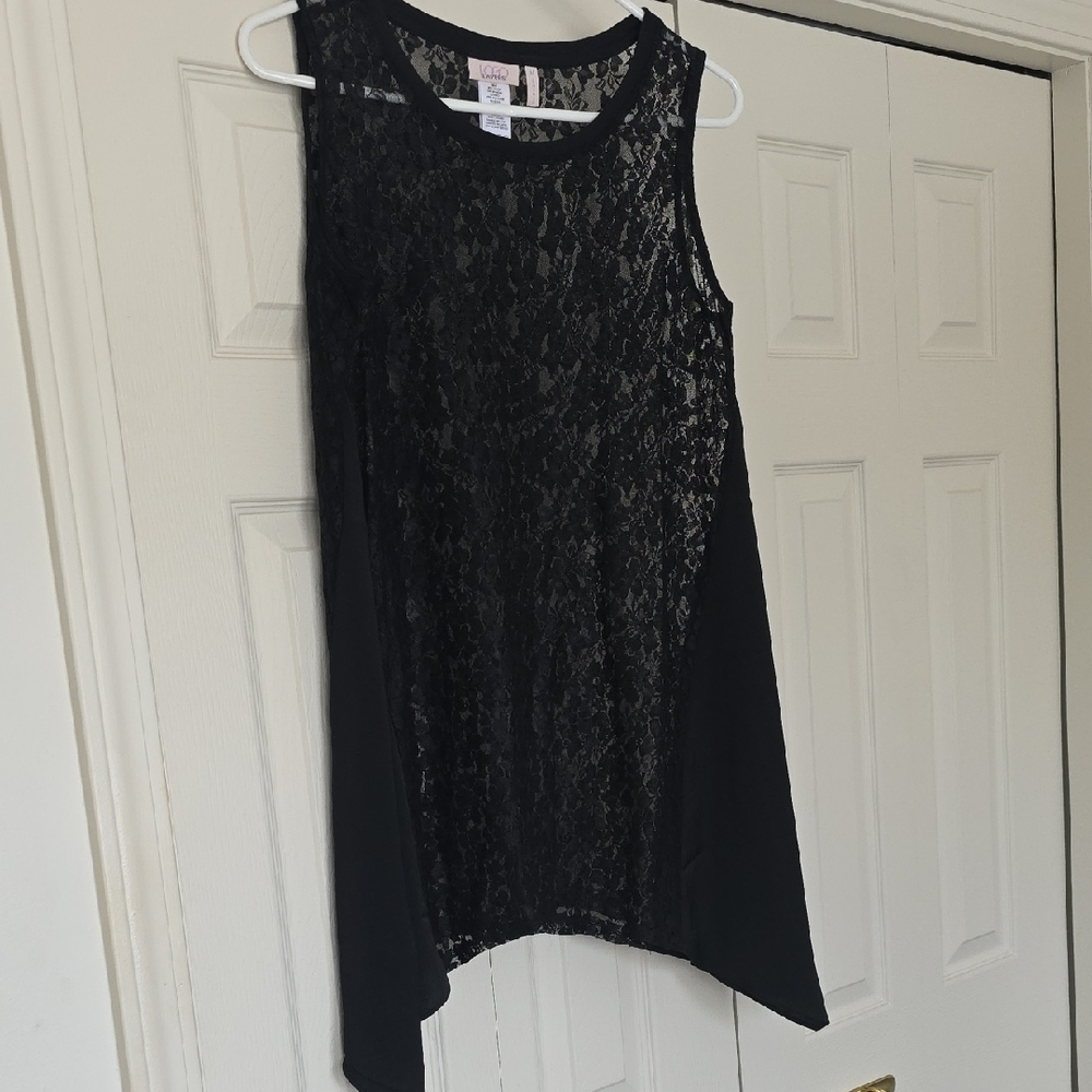 LOGO by Lori Goldstein Black Lace Tank Top Like New!